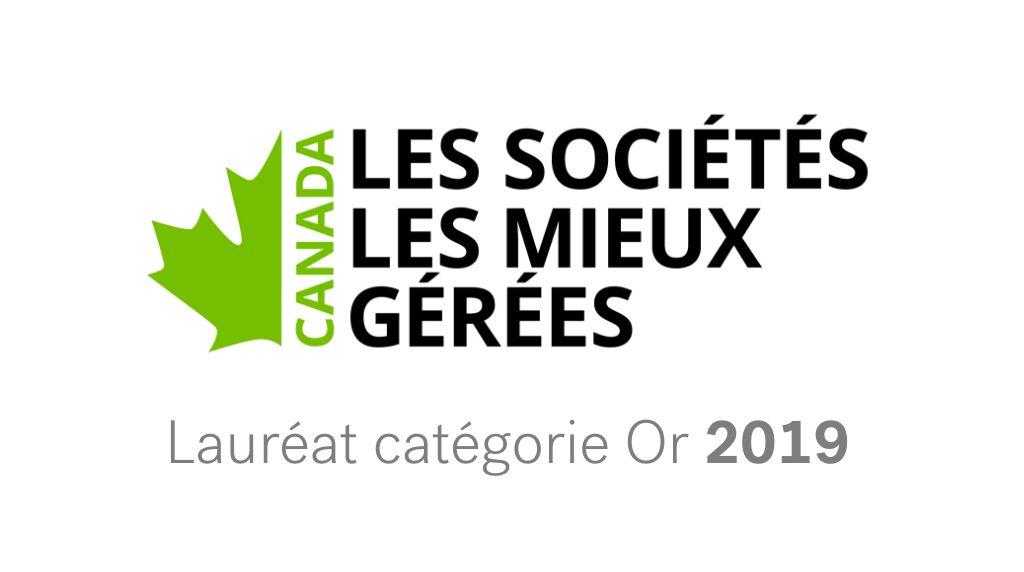 Lauréat catégorie Reconnaissance Or des Sociétés les mieux gérées au Canada 2019